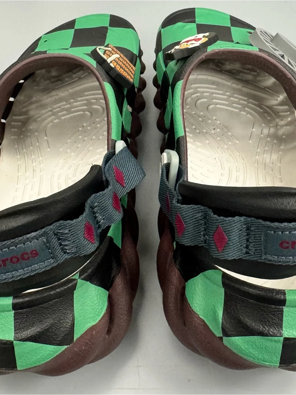 CROCS Kids Green & Black Check Demon Slayer Clog Sandals